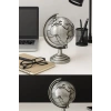 Ofis ve Ev Dekoru için Metal Dünya Küresi Gri – Masaüstü Süs, 13x9 cm
