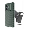 Oppo A3 Kılıf Auto Focus Karbon Kapak - Koyu Yeşil