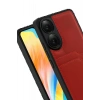 Oppo A38 Sara Kartvizitli Deri Kılıf - Kırmızı