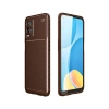 Oppo A54 4G Kılıf Auto Focus Karbon Kapak - Kahverengi