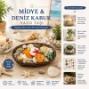 OVAL AHŞAP SEPET RENKLİ MİX MİDYE - DENİZ KABUK VAZO TAŞI (4887)