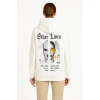 Oversize Kapüşonlu Sweatshirt Beyaz -