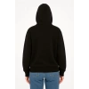 Oversize Kapüşonlu Sweatshirt  Hoodie 3 İplik Şardonlu Pamuklu Kumaş, Önü Baskılı, Fermuarlı Rahat Kalıp, Kışlık ve Sokak Stili Sweat - Siyah