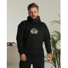 Oversize Kapüşonlu Sweatshirt – Siyah Sırt ve Ön Baskılı-Siyah -