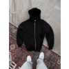 Oversize Tam Fermuarlı Uzun Kol Hırka - Siyah -