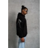 Oversize Üç İplik Kapüşonlu Sweatshirt – Siyah “Don’t Be Terrified” Ön, Sırt ve Kol Baskılı, Kanguru Cepli, Ribanalı Rahat Model- Siyah -