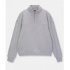 Oversize Yarım Farmuarlı Yakalı Basic SweatShirt - Gri -