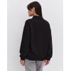 Oversize Yarım Farmuarlı Yakalı Basic SweatShirt - Siyah -