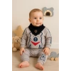 Oynar Gözlü Fularlı 3lü Erkek Bebek Takımı