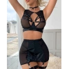 Özel Tasarım Seksi Etekli Siyah Fantezi Jartiyer Takımı