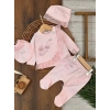 Pamuklu Çiçek Nakışlı Uzun Kollu Kız Bebek Hastane Çıkış Seti
