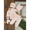 Pamuklu Nakışlı Dantelli Kiz Bebek 5li Hastane Çıkış Seti