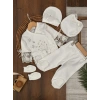 Pamuklu Nakışlı Dantelli Kiz Bebek 5li Hastane Çıkış Seti