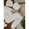 Pamuklu Nakışlı Dantelli Kiz Bebek 5li Hastane Çıkış Seti