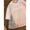 Pamuklu Nakışlı Dantelli Kız Bebek Tulum