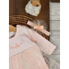 Pamuklu Nakışlı Dantelli Kız Bebek Tulum