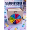 Para Biriktirme Challenge Kutusu Eğlenceli Şans Çarkı Ahşap Tasarruf Kumbarası