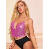 Parlak Fuşya Crop & Bluz Kolsuz Kayık Yaka Zırh Büstiyer