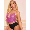 Parlak Fuşya Crop & Bluz Kolsuz Kayık Yaka Zırh Büstiyer