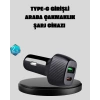 Pd Destekli 38w Araç Şarj Başlığı Type-c + Usb Çift Çıkış Hızlı Şarj