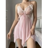 Pembe Kelebek İşlemeli Tül Fantezi Gecelik