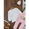 PEMBE LASTİKLİ PAÇA, PAMUKLU, DESENLİ, MEVSİMLİK, GÜNLÜK, KIZ ÇOCUK & BEBEK TULUM