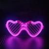 Pembe LED Işıklı Kalp Gözlük – 3 Modlu Parti - Glow Gözlüğü (4887)