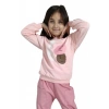 Pembe Renk %100 Pamuklu Gabardin Pantolon Likralı Cepli Kız Çocuk Takım