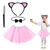 Pembe Renk Etekli Kedi Kostüm Seti (Tütü, Taç, Papyon, Kuyruk)