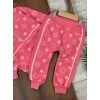 PEMBE RENK  FERMUARLI DİK YAKA ÇİZGİLİ ÇİZGİLİ PAÇALARI LASTİKLİ KIZ ÇOCUK & BEBEK TAKIM