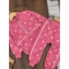 PEMBE RENK  FERMUARLI DİK YAKA ÇİZGİLİ ÇİZGİLİ PAÇALARI LASTİKLİ KIZ ÇOCUK & BEBEK TAKIM