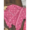 PEMBE RENK  FERMUARLI DİK YAKA ÇİZGİLİ ÇİZGİLİ PAÇALARI LASTİKLİ KIZ ÇOCUK & BEBEK TAKIM