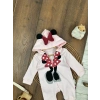 PEMBE RENK KAPİŞONLU UZUN KOLLU  LASTİKLİ PAÇA VE KOL 2 PARÇA  KIZ ÇOCUK BEBEK TULUM