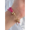 Pembe Renk Zirkon Taşlı İpli Çoklu Bileklik - TJ-BB6342