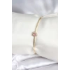 Pembe Zirkon Taşlı Kalp Model Gold Renk Kadın Bileklik - TJ-BB8001