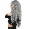 Perçemli Uzun Su Dalgası Fiber Sentetik Peruk - Açık Gri