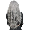 Perçemli Uzun Su Dalgası Fiber Sentetik Peruk - Açık Gri
