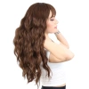 Perçemli Uzun Su Dalgası Fiber Sentetik Peruk- Kahve Karamel