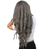 Perçemli Uzun Su Dalgası Fiber Sentetik Peruk- Koyu Gri