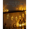 Pilli Ramazan Işıkları Altın Renk Fener Figürlü Led Süsleme