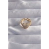 Pirinç Ayarlamalı Gold Renk Zirkon Taşlı Bombeli Kalp Yüzük - TJ-BYK3281
