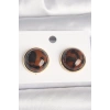 Pirinç Gold Renk 3D Daire Leopar Model Kadın Küpe - TJ-BKP10347