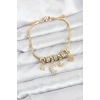 Pirinç Gold Renk Ay Charm Model Charmlı Kadın Bileklik - TJ-BB8175