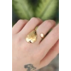 Pirinç Gold Renk Ayarlanabilir İri Bombeli Yüzük - TJ-BYK3178