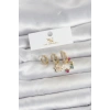 Pirinç Gold Renk Çiçek Model 3lü Kadın Küpe - TJ-BKP11717