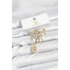 Pirinç Gold Renk Göz ve Kutup Yıldızı Model YSX Trio Küpe Seti - TJ-BKP11556