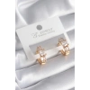 Pirinç Gold Renk Kare Zirkon Taşlı Kadın Küpe - TJ-BKP8352