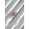 Pirinç Gold Renk Pembe Zirkon Taş Kalp Charm Model Kadın Yüzük - TJ-BYK2955
