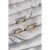 Pirinç Gold Renk Renkli Zirkon Taşlı Kare Model Küpe Seti - TJ-BKP9116