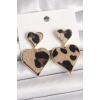 Pirinç Gold Renk Sallantı Leopar Kalp Model Kadın Küpe - TJ-BKP10337